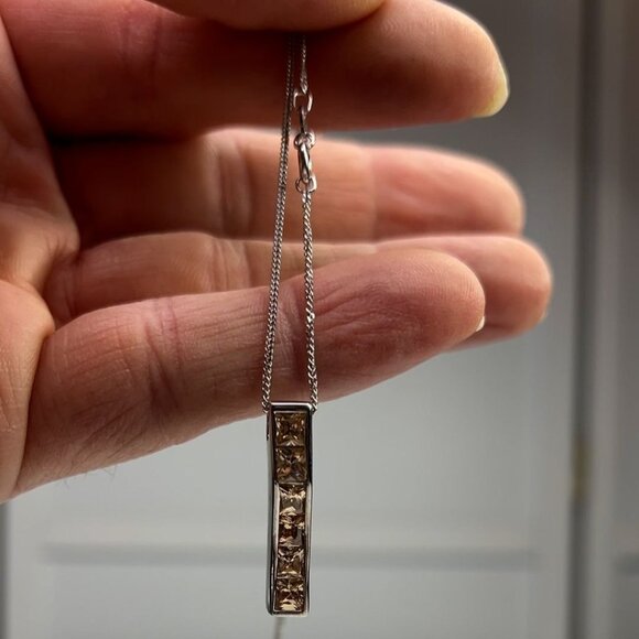 Sterling Silver Women's Necklace With Yellow CZ Pendant, 18" Cable Chain - Picture 4 of 16